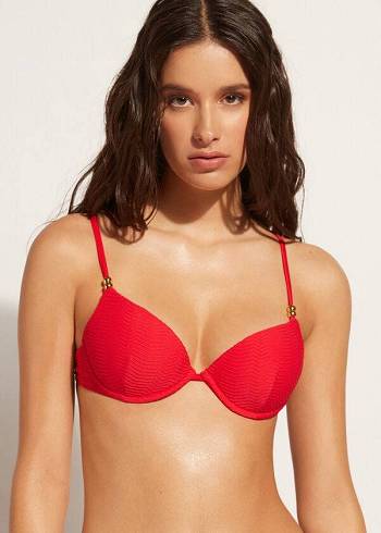 Arriba De Bikini Calzedonia Acolchado Push-Up Casablanca Mujer Rojas | CL1847RW
