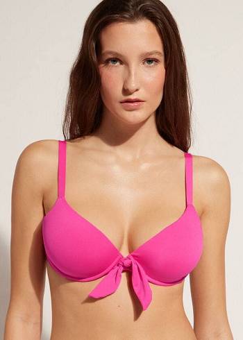 Arriba De Bikini Calzedonia Acolchado Push-Up Indonesia Mujer Rosas | CL1854AP