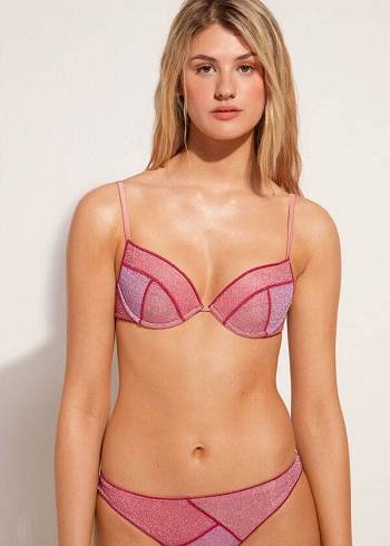 Arriba De Bikini Calzedonia Acolchado Push-up Lisbona Mujer Rosas | CL1860JJ
