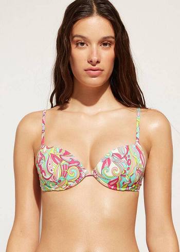 Arriba De Bikini Calzedonia Acolchado Push-Up Londra Mujer Multicolor | CL1861KI