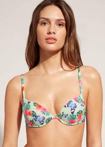 Arriba De Bikini Calzedonia Acolchado Push-Up Malibu Mujer Multicolor | CL1862LH