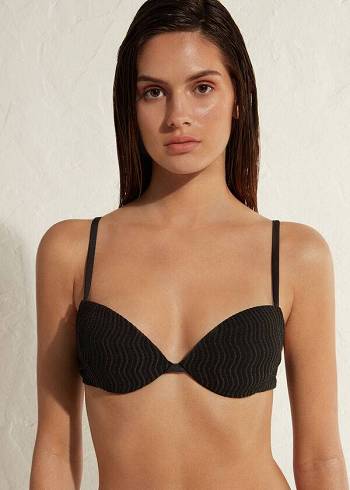 Arriba De Bikini Calzedonia Acolchado Push-Up Mykonos Mujer Negras | CL1867BC