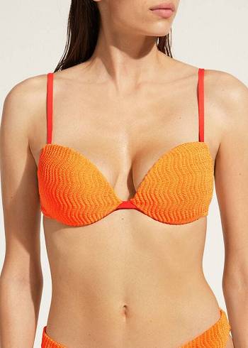 Arriba De Bikini Calzedonia Acolchado Push-Up Mykonos Mujer Naranjas | CL1868NB