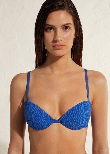 Arriba De Bikini Calzedonia Acolchado Push-Up Mykonos Mujer Azules | CL1869MA