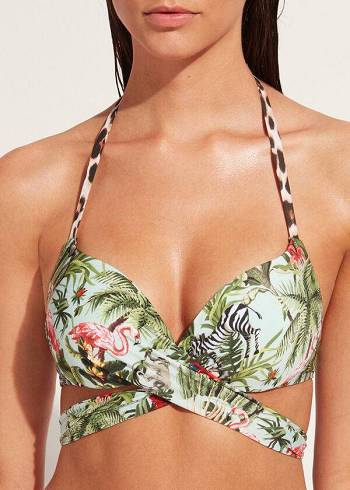 Arriba De Bikini Calzedonia Acolchado Push-Up Nairobi Eco Mujer Verde | CL1871WY