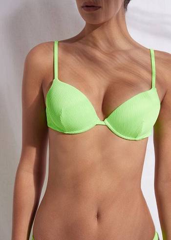 Arriba De Bikini Calzedonia Acolchado Push-up New York Mujer Verde | CL1872EX