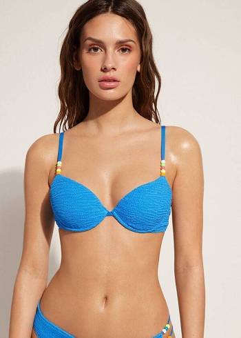 Arriba De Bikini Calzedonia Acolchado Push-Up San Diego Mujer Azules | CL1878OR