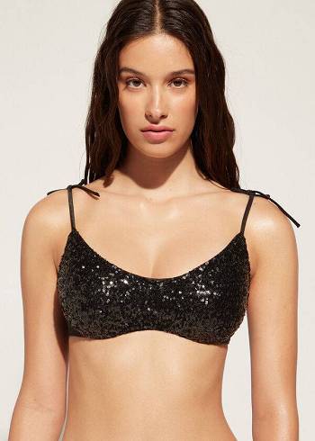 Arriba De Bikini Calzedonia Acolchado Tank-Estilo Cannes rosa Mujer Negras | CL1888LH