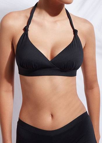 Arriba De Bikini Calzedonia Acolchado Triangle Indonesia Mujer Negras | CL1901YU