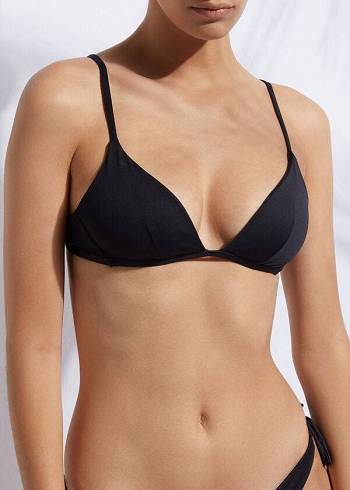 Arriba De Bikini Calzedonia Acolchado Triangle Indonesia Mujer Negras | CL1902UT