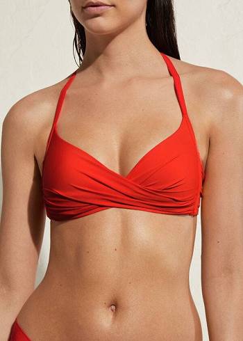 Arriba De Bikini Calzedonia Acolchado Triangle Indonesia Eco Mujer Rojas | CL1906AP