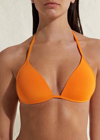 Arriba De Bikini Calzedonia Acolchado Triangle Indonesia Eco rise Mujer Naranjas | CL1917CE