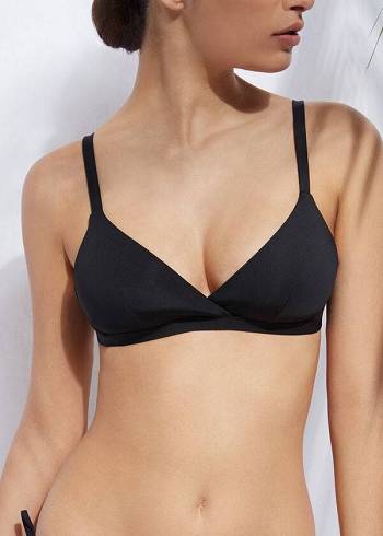 Arriba De Bikini Calzedonia Acolchado Triangle Indonesia Eco rosa Mujer Negras | CL1920NB