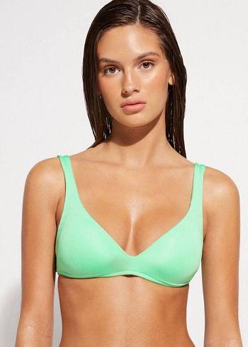 Arriba De Bikini Calzedonia Acolchado Triangle Indonesia Eco rosa Mujer Verde Menta | CL1922QZ