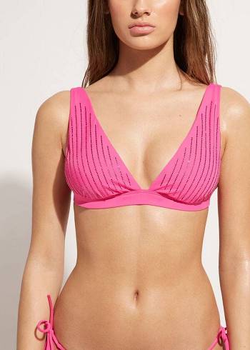 Arriba De Bikini Calzedonia Acolchado Triangle Shanghai Mujer Rosas | CL1935FM