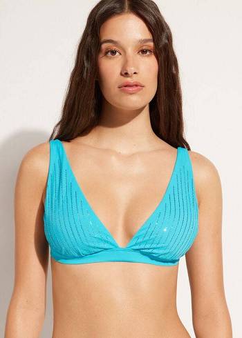 Arriba De Bikini Calzedonia Acolchado Triangle Shanghai Mujer Turquesa | CL1936GL