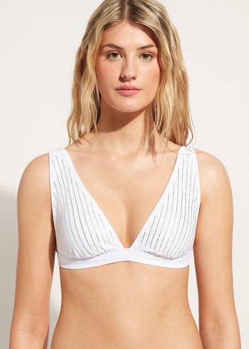 Arriba De Bikini Calzedonia Acolchado Triangle Shanghai Mujer Blancas | CL1937HK