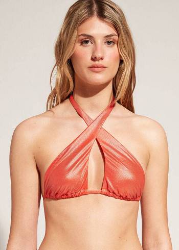 Arriba De Bikini Calzedonia Bandeau Antigua Mujer Coral Naranjas | CL1685BC