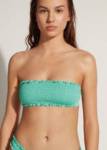 Arriba De Bikini Calzedonia Bandeau Formentera Mujer Verde | CL1689WY