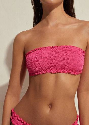 Arriba De Bikini Calzedonia Bandeau Formentera Mujer Rosas | CL1690EX