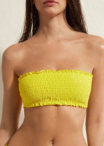 Arriba De Bikini Calzedonia Bandeau Formentera Mujer Amarillo | CL1691RW