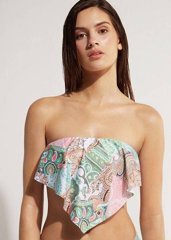 Arriba De Bikini Calzedonia Bandeau Saint Tropez Mujer Turquesa | CL1697PQ