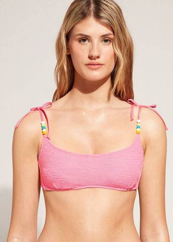 Arriba De Bikini Calzedonia Crinkled Tank-Estilo San Diego Mujer Rosas | CL1703HK