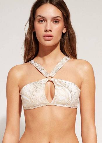 Arriba De Bikini Calzedonia Cut-Out Bandeau Hollywood Mujer Doradas | CL1707ZG