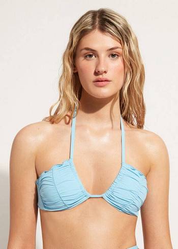 Arriba De Bikini Calzedonia Drawstring Bandeau Islamorada Mujer Azules | CL1711BC