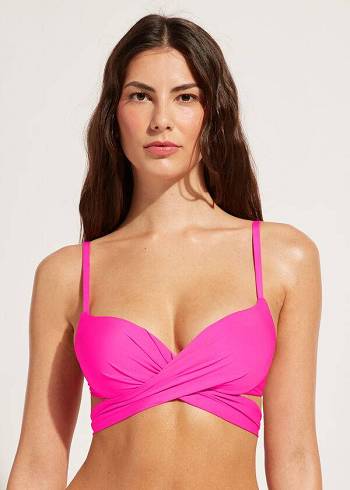 Arriba De Bikini Calzedonia Graduated Acolchado Push Up Indonesia Mujer Rosas | CL1722OR