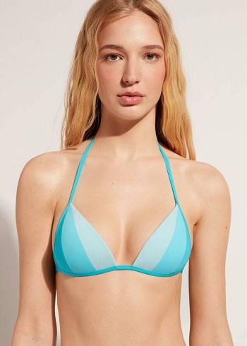 Arriba De Bikini Calzedonia Graduated Acolchado Triangle Azzorre Mujer Turquesa | CL1731KI