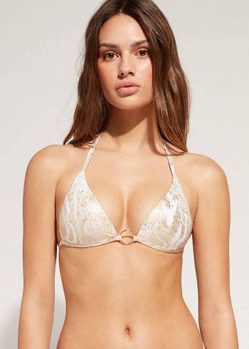 Arriba De Bikini Calzedonia Graduated Acolchado Triangle Melbourne Mujer Doradas | CL1745YU