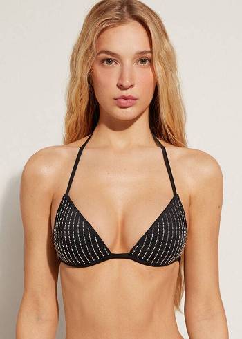 Arriba De Bikini Calzedonia Graduated Acolchado Triangle Shanghai Mujer Negras | CL1746UT