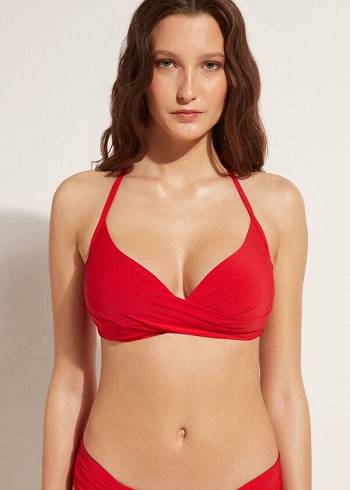Arriba De Bikini Calzedonia Graduated Soft Crisscross Acolchado Triangle Indonesia Mujer Rojas | CL1759ZG