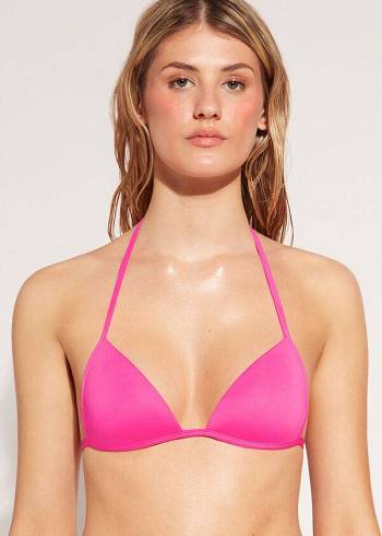 Arriba De Bikini Calzedonia Graduated Soft Acolchado Triangle Indonesia Mujer Rosas | CL1762VD