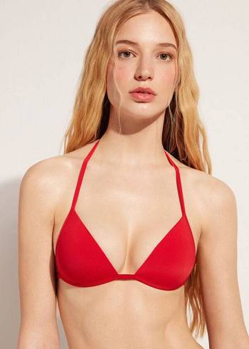 Arriba De Bikini Calzedonia Graduated Soft Acolchado Triangle Indonesia Mujer Rojas | CL1765MA