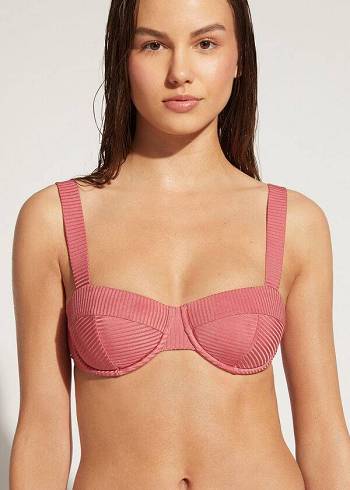 Arriba De Bikini Calzedonia Push-Up Bandeau Biarritz Mujer Marrones | CL1953YU