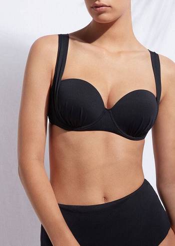 Arriba De Bikini Calzedonia Push-Up Bandeau Indonesia Mujer Negras | CL1954UT