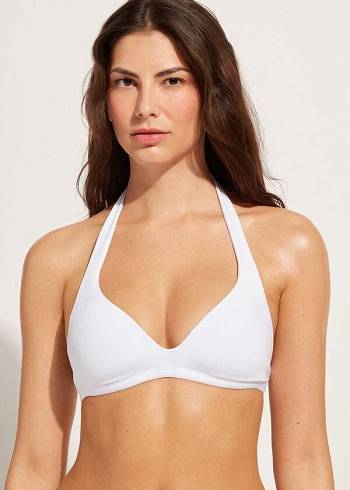 Arriba De Bikini Calzedonia Soft Acolchado Triangle Indonesia Mujer Blancas | CL1967ZG