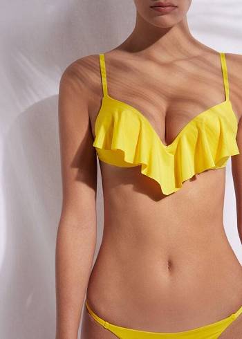 Arriba De Bikini Calzedonia Super Acolchado Push Up Indonesia Eco rosa Mujer Amarillo | CL1979YU