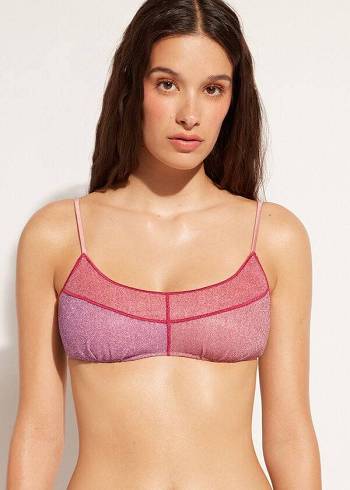 Arriba De Bikini Calzedonia Tank Estilo Lamé Lisbona Mujer Rosas | CL1997BC