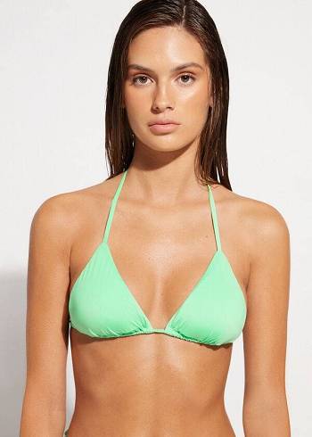 Arriba De Bikini Calzedonia Triangle String Indonesia Eco rosa Mujer Verde Menta | CL2042JJ