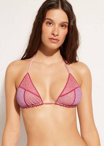 Arriba De Bikini Calzedonia Triangle String Lisbona Mujer Rosas | CL2050NB