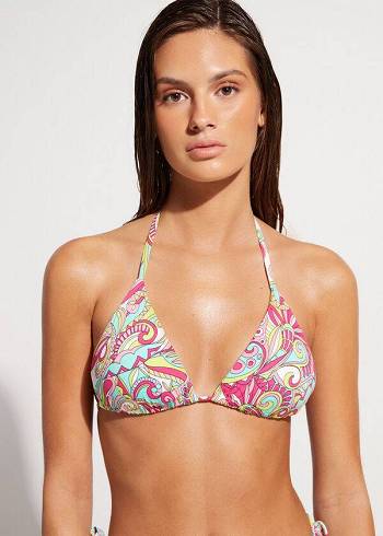 Arriba De Bikini Calzedonia Triangle String Londra Mujer Rojas | CL2051MA