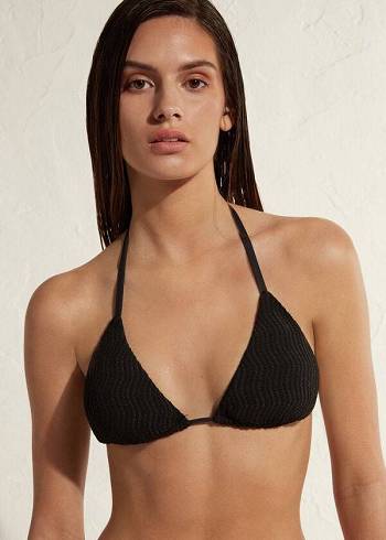 Arriba De Bikini Calzedonia Triangle String Mykonos Mujer Negras | CL2055RW