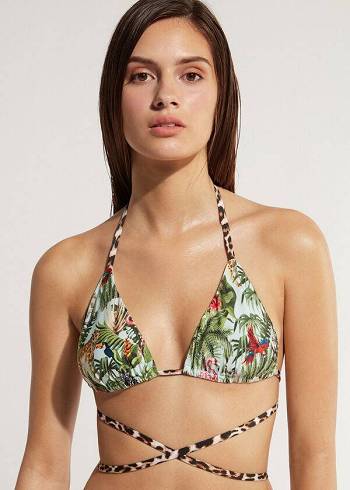 Arriba De Bikini Calzedonia Triangle String Nairobi Eco Mujer Verde | CL2056TV
