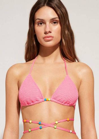 Arriba De Bikini Calzedonia Triangle String Tie San Diego Mujer Rosas | CL2062AP