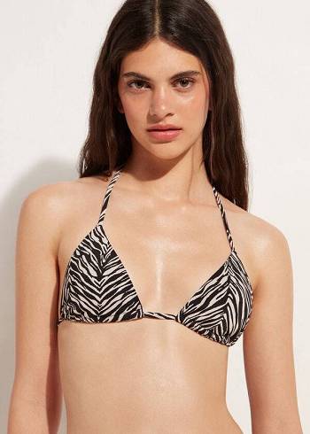 Arriba De Bikini Calzedonia Triangle String Zebra Nairobi Mujer Negras | CL2065FM