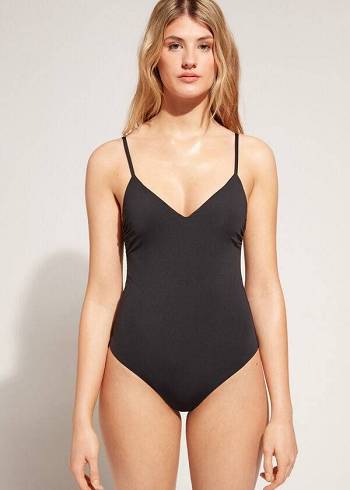 Bañadores Calzedonia Acolchado One-Piece Indonesia Mujer Negras | CL2178VD