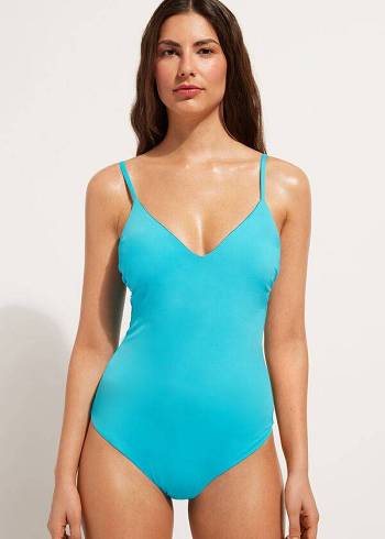 Bañadores Calzedonia Acolchado One-Piece Indonesia Mujer Turquesa | CL2183WY